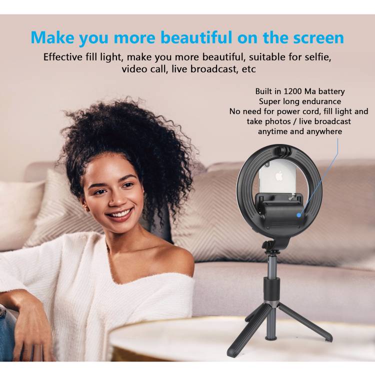 Selfie Lumineux Avec Telecommande - Noir 