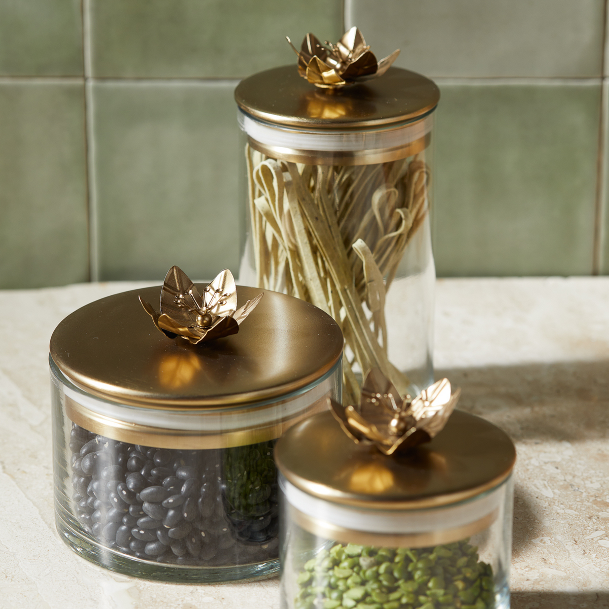 Botanische voorraadpotten lelie, set van 3
