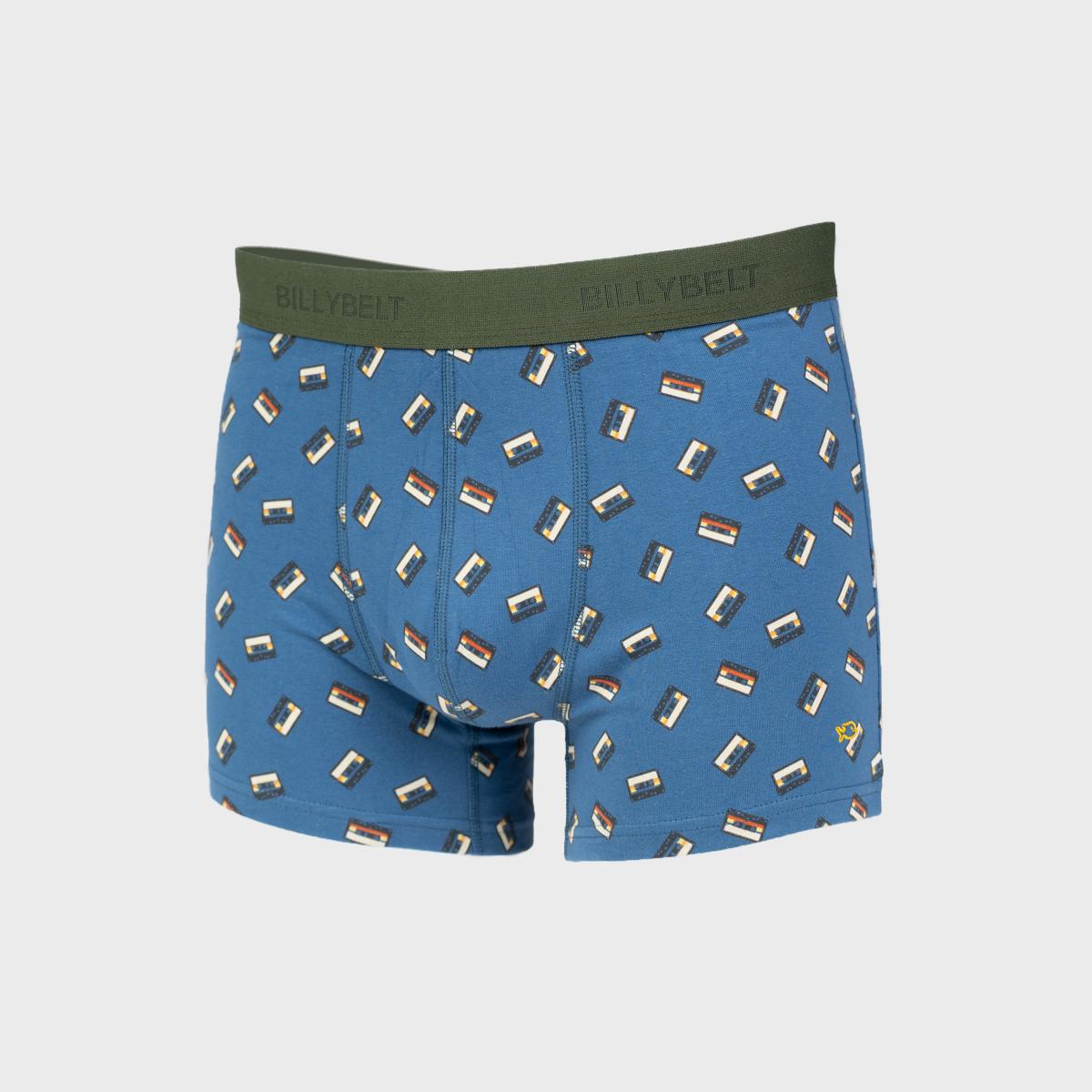 Boxer en coton bio - Cassette - Bleu