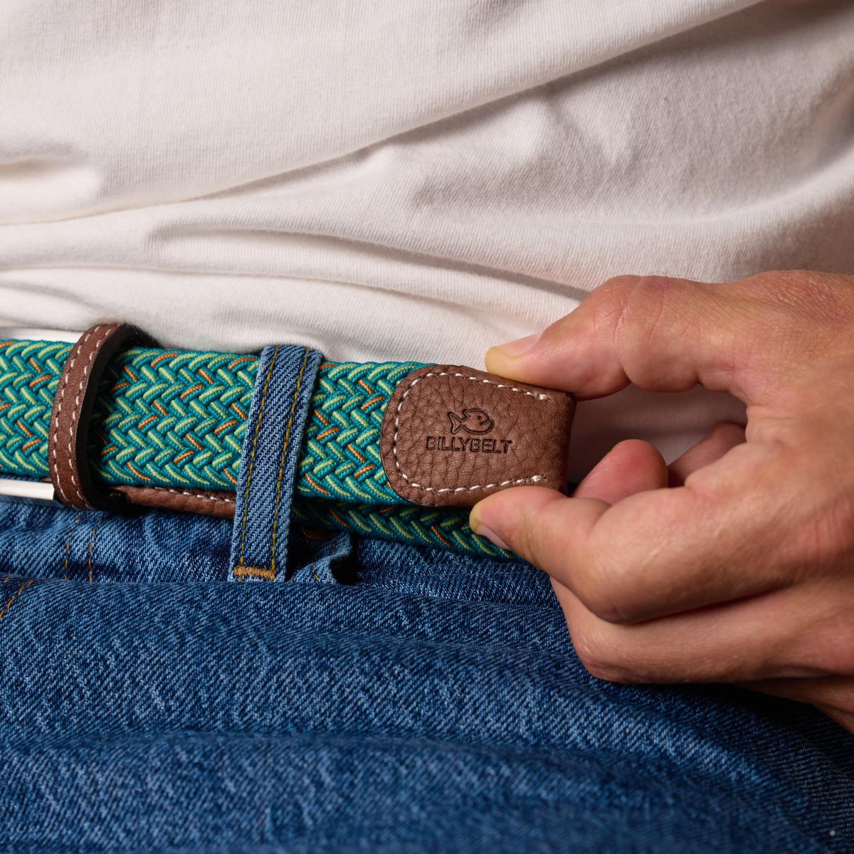 Ceinture tressée élastique multicolore - Melbourne - Vert
