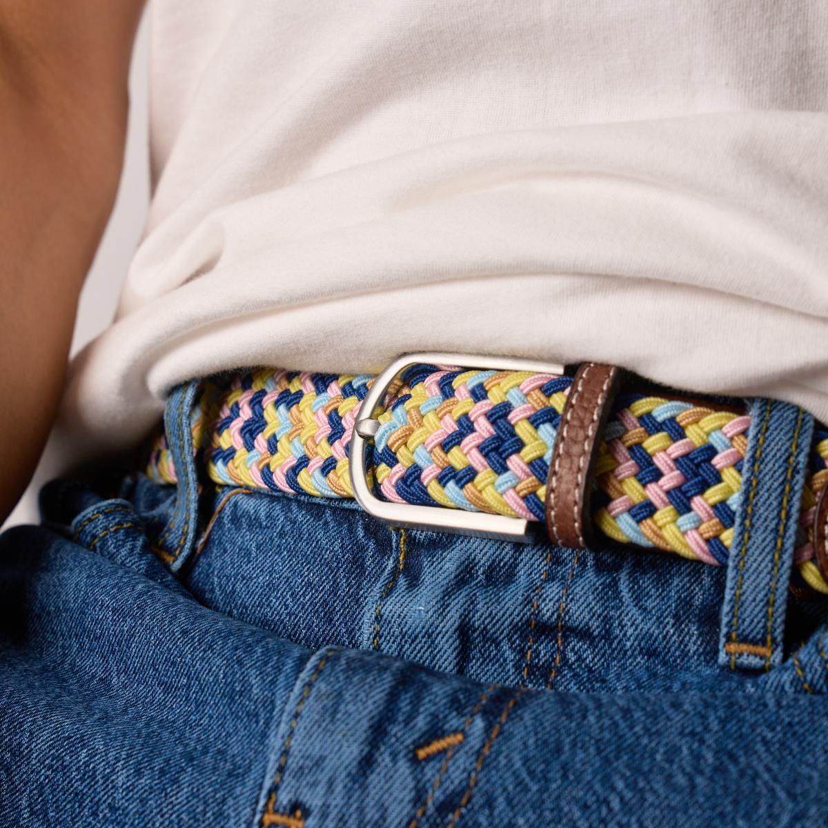 Ceinture tressée élastique multicolore - Höfn