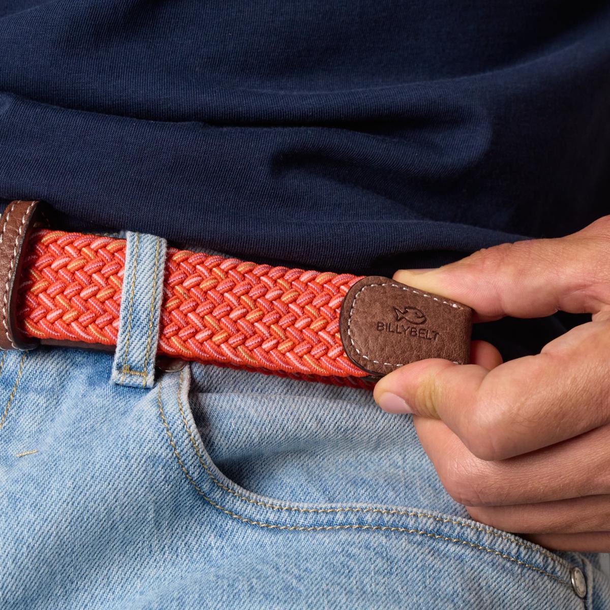 Ceinture tressée élastique multicolore - Soller - Orange