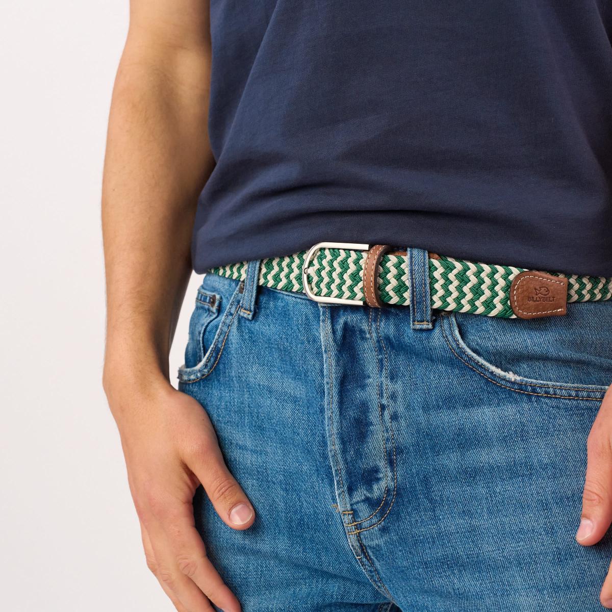 Ceinture tressée élastique multicolore - Alaskan - Vert