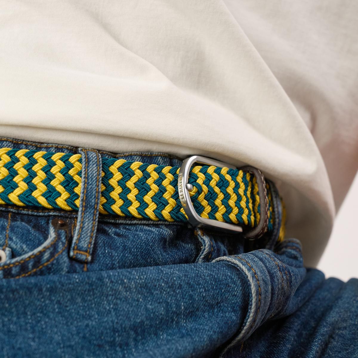 Ceinture tressée élastique multicolore - Lima - Jaune