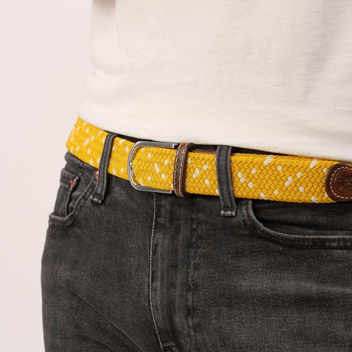 Ceinture tressée élastique multicolore - Izamal - Jaune