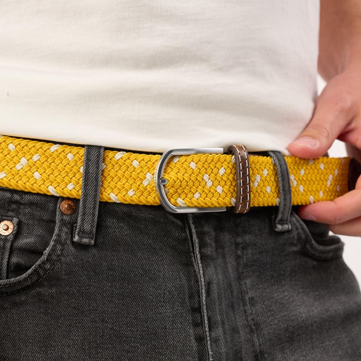 Ceinture tressée élastique multicolore - Izamal - Jaune
