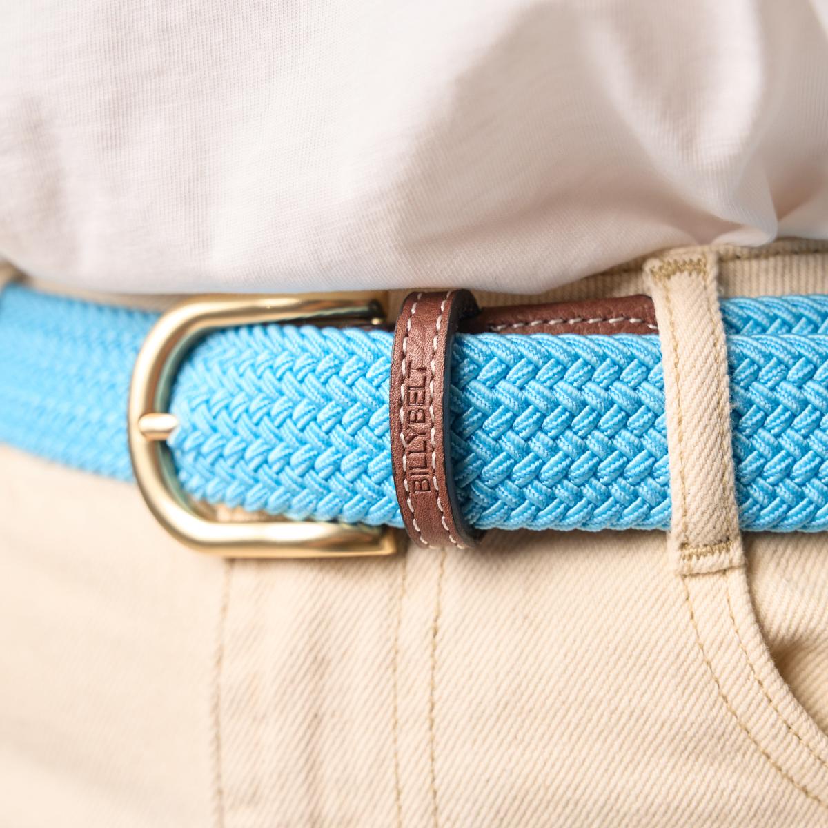 Ceinture femme tressée - Bleu ciel