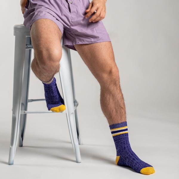 Chausettes en coton épais - Yale, Violet et jaune
