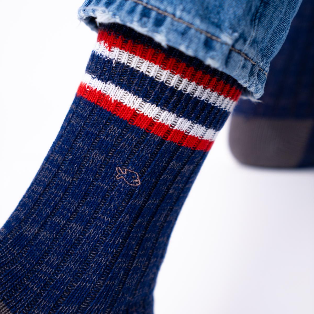 Chausettes en coton épais - St Andrews, bleu et rouge