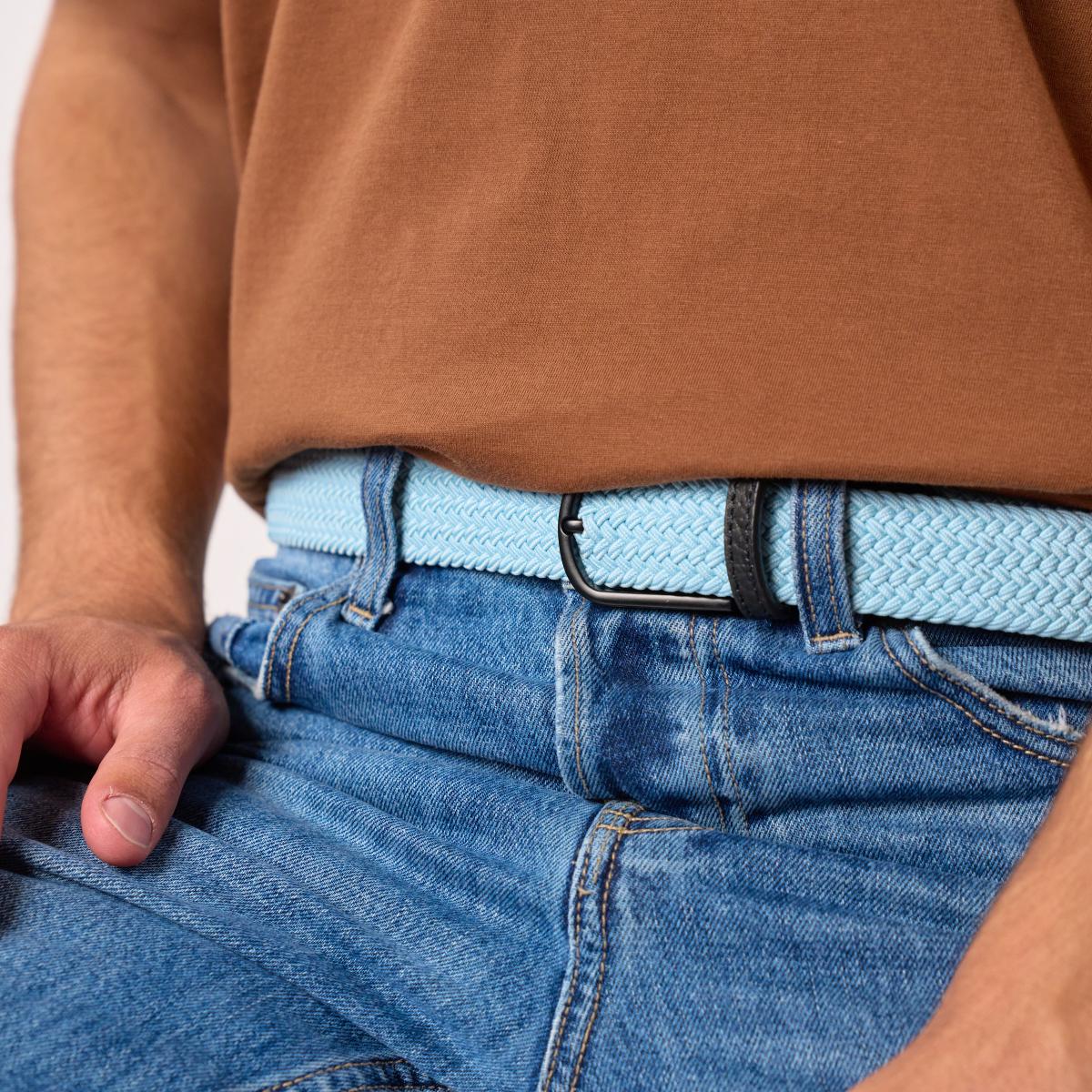 Ceinture tressée unie - Serenity - Bleu