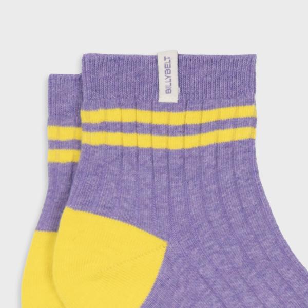 Chaussettes en coton peigné - Violet et jaune