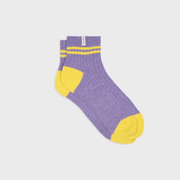 Chaussettes en coton peigné - Violet et jaune