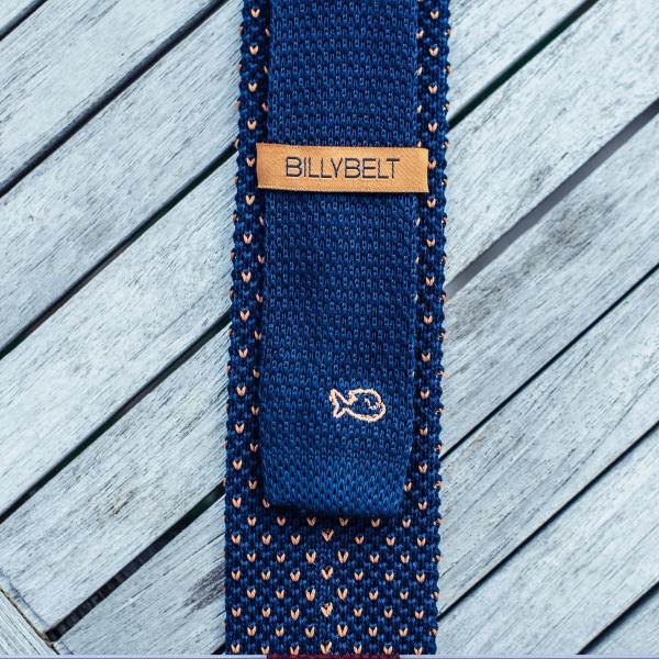 Cravate en coton - Marine et camel - Bleu