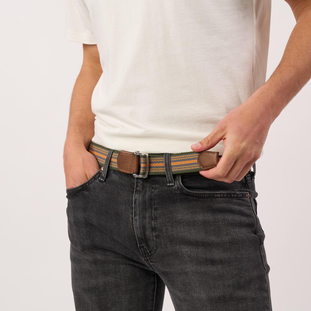 Ceinture sangle multicolore - Orange, bleu et vert