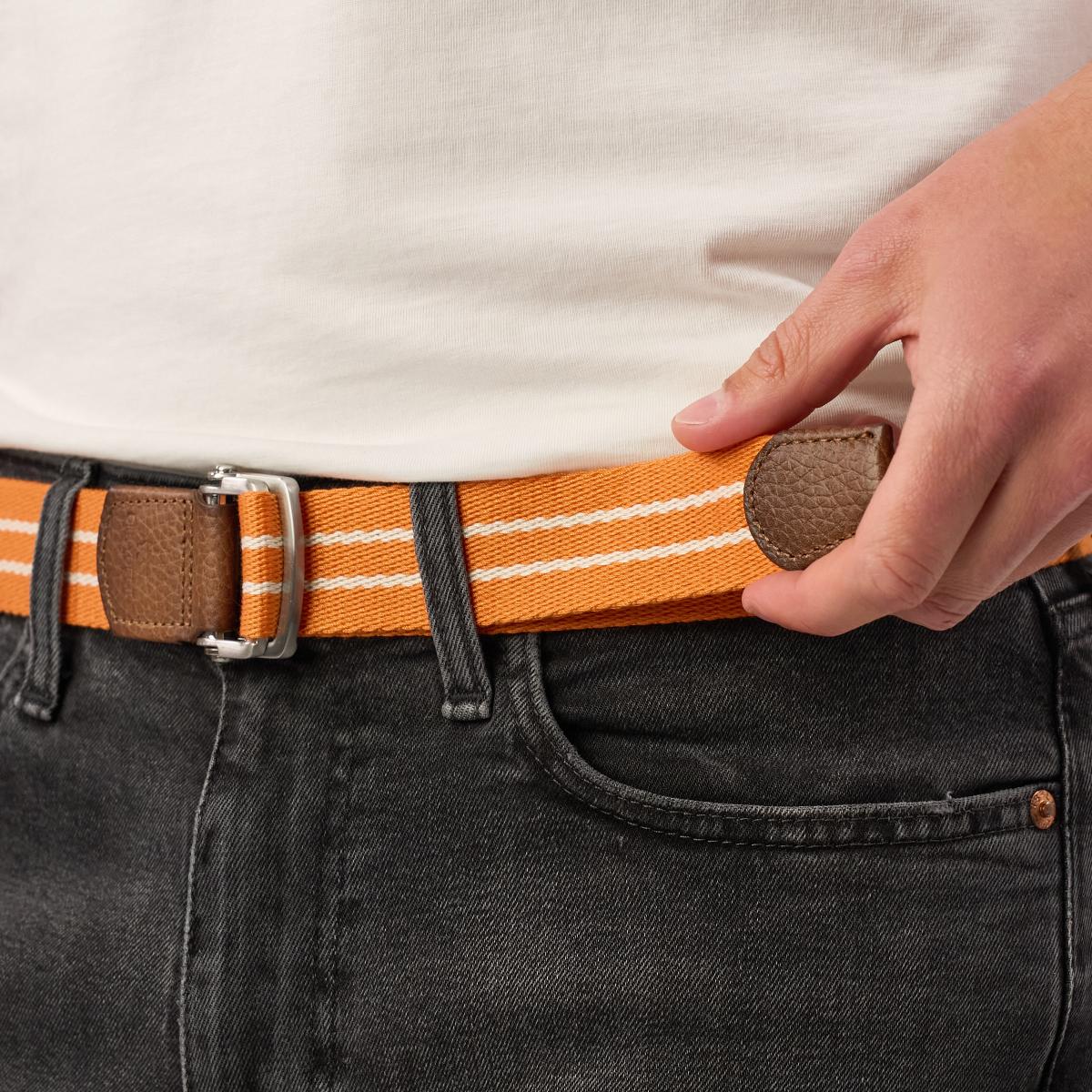 Ceinture sangle multicolore - Orange et blanc