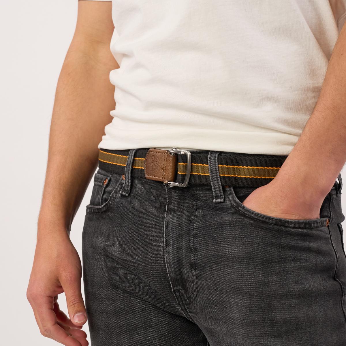 Ceinture sangle multicolore - Noir et orange