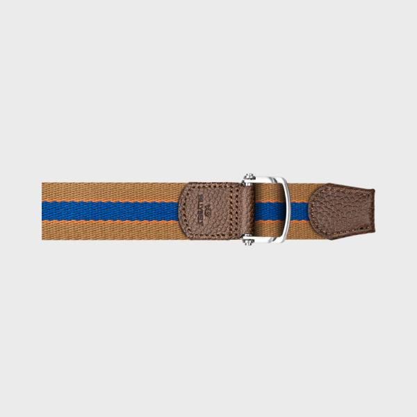 Ceinture sangle multicolore - Camel et bleu - Marron