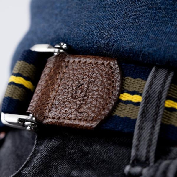 Ceinture sangle multicolore - Bleu, kaki et jaune