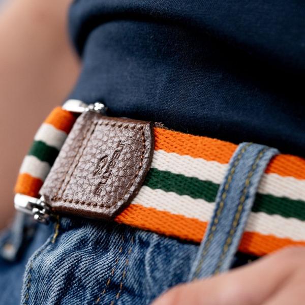Ceinture sangle multicolore - Orange, blanc et vert