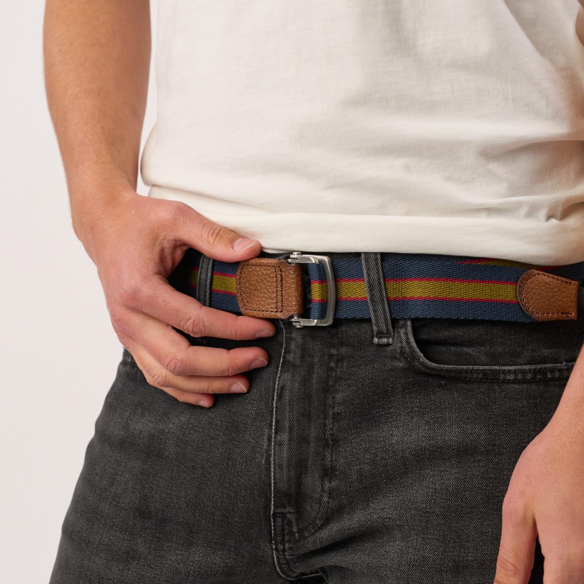 Ceinture sangle multicolore - Bleu, rouge et vert