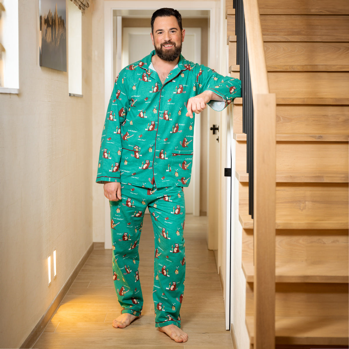 Pyjama Flannelle  - Men - Vert 