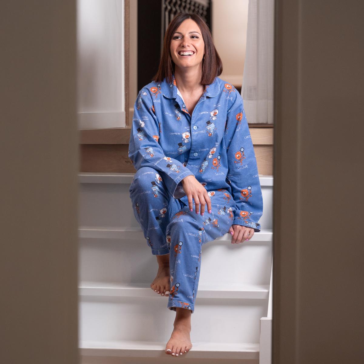Pyjama flannelle - Femme - Bleu