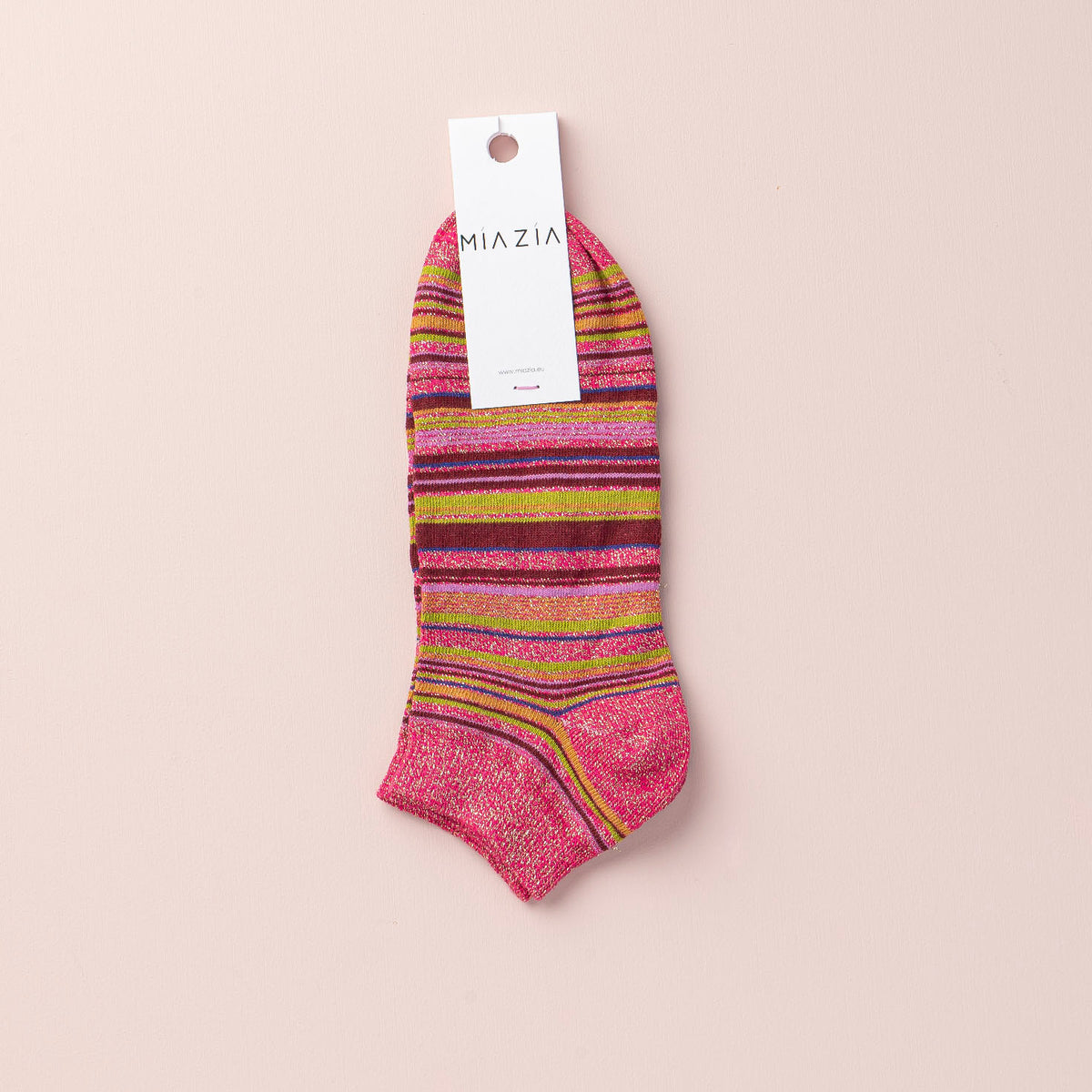 Mia Zia - Chaussettes Sneakers Fushia glitter rayé