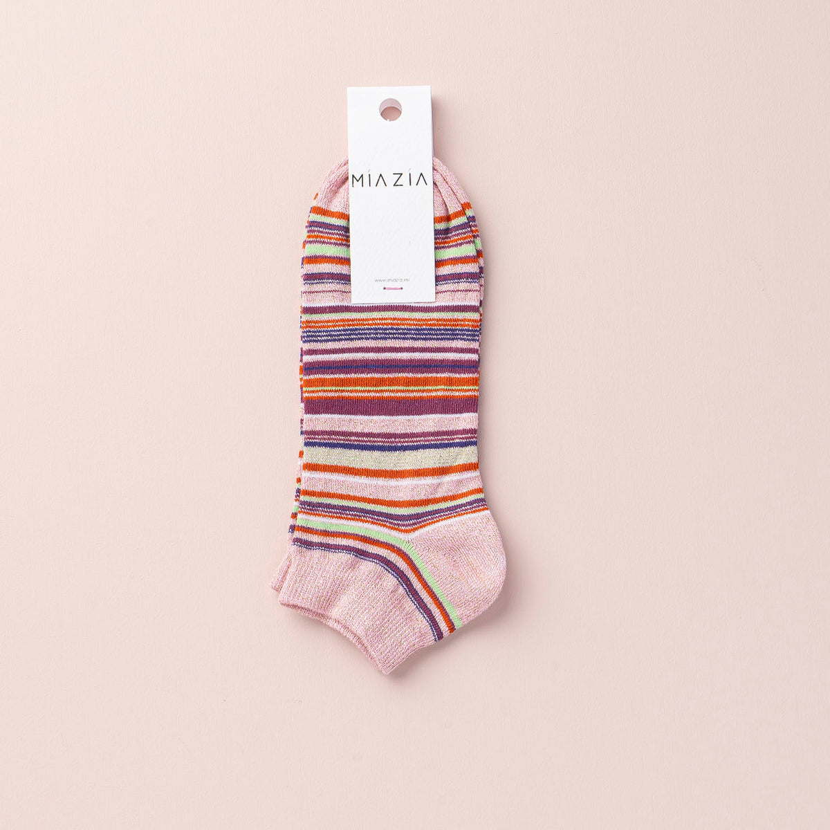 Mia Zia - Chaussettes Sneakers Pink glitter rayé