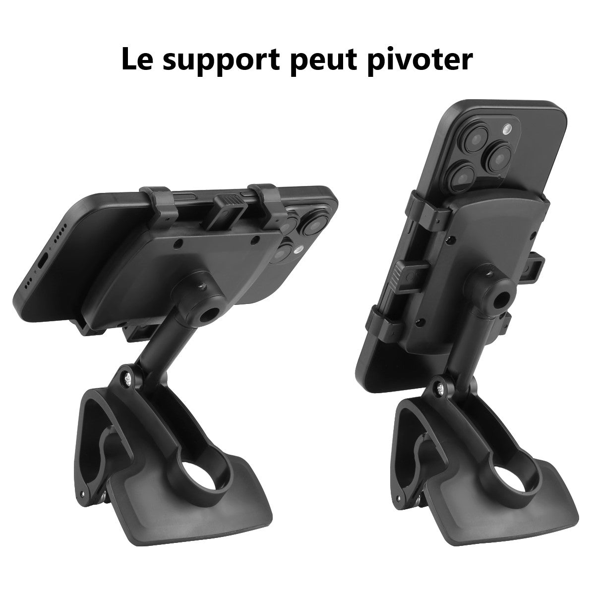 Support De Téléphone Voiture Avec Rotation 180° - Noir