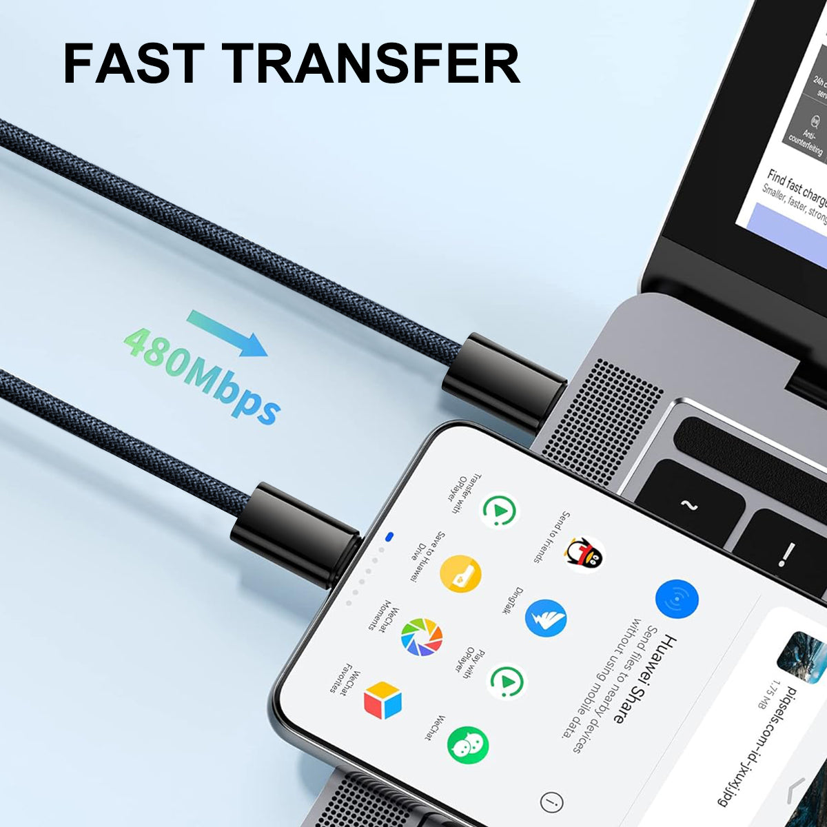 Cable Usb-C - Usb-C - Bleu 