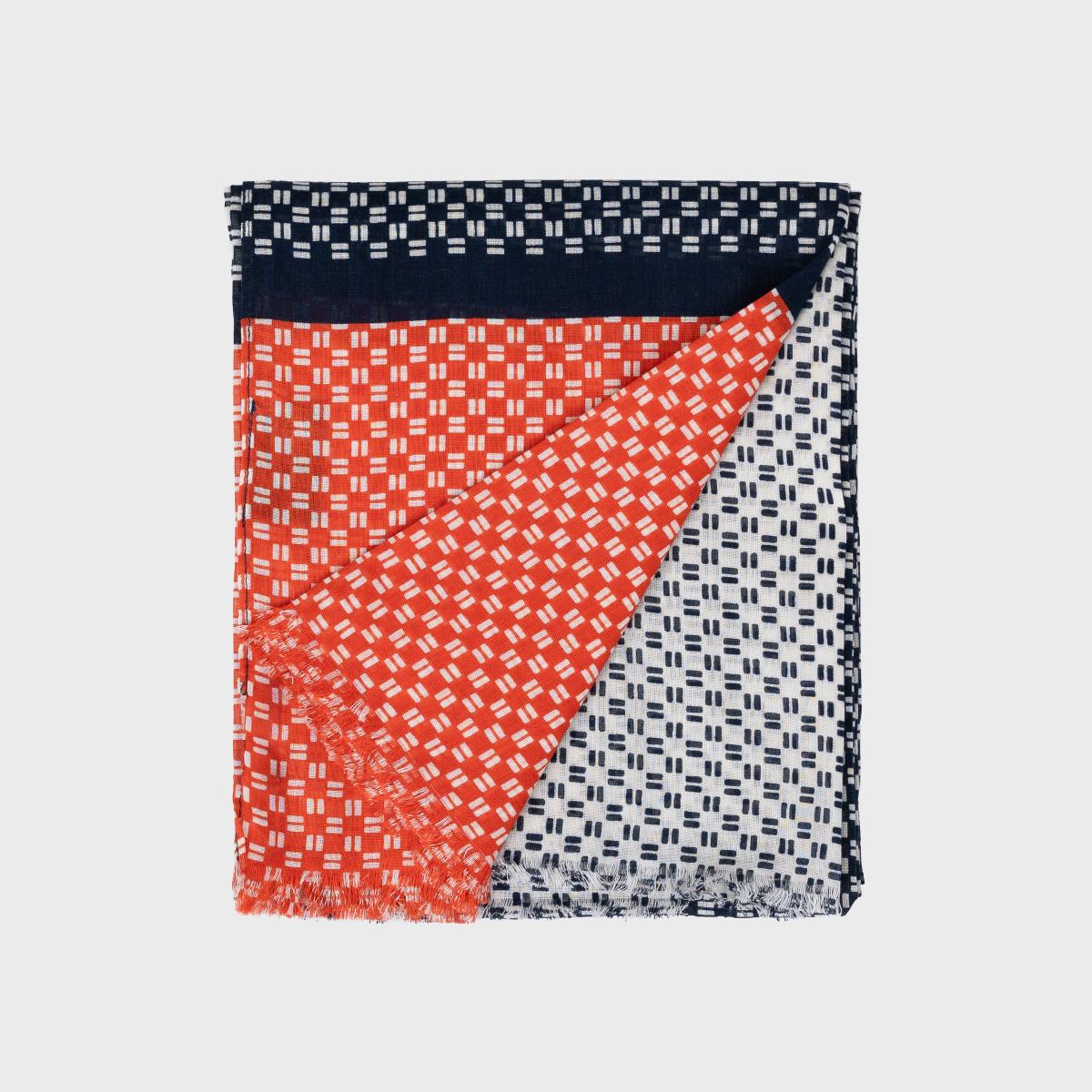 Foulard en coton bio - Bleu et rouge