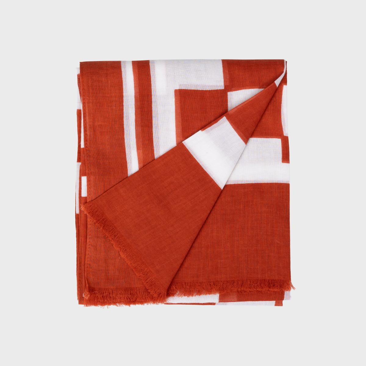 Foulard en coton bio - Orange et blanc