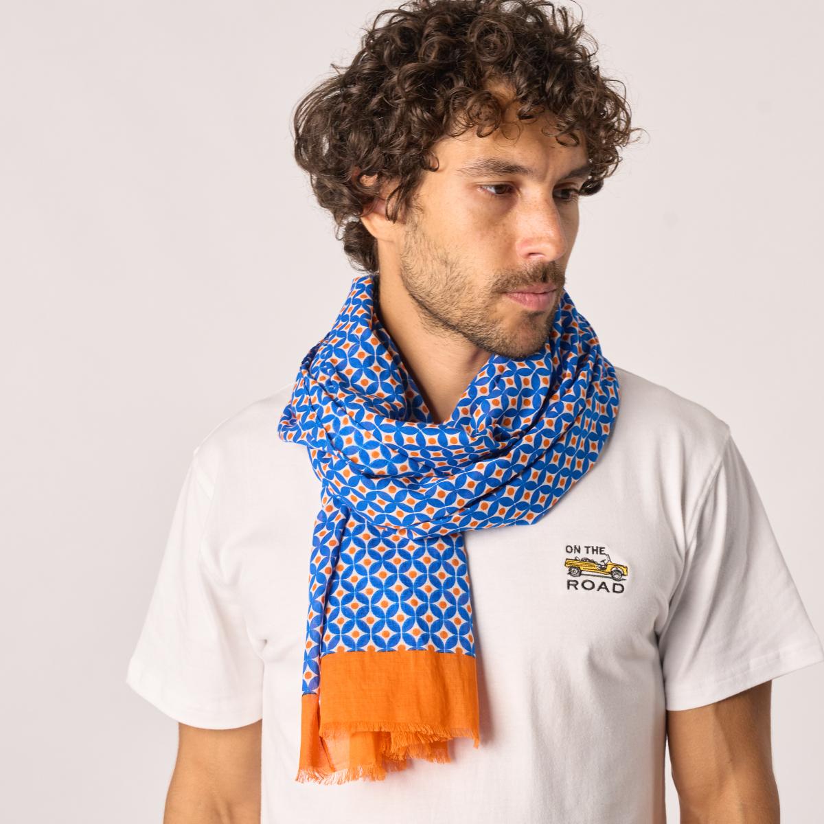 Foulard en coton bio - Vert et blanc