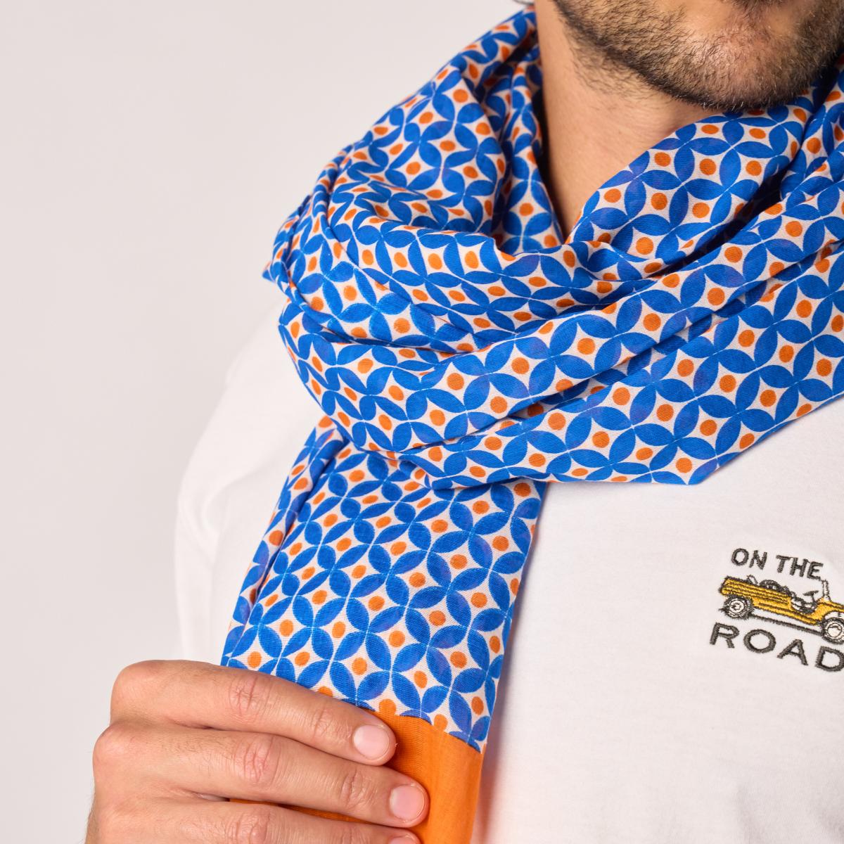 Foulard en coton bio - Vert et blanc