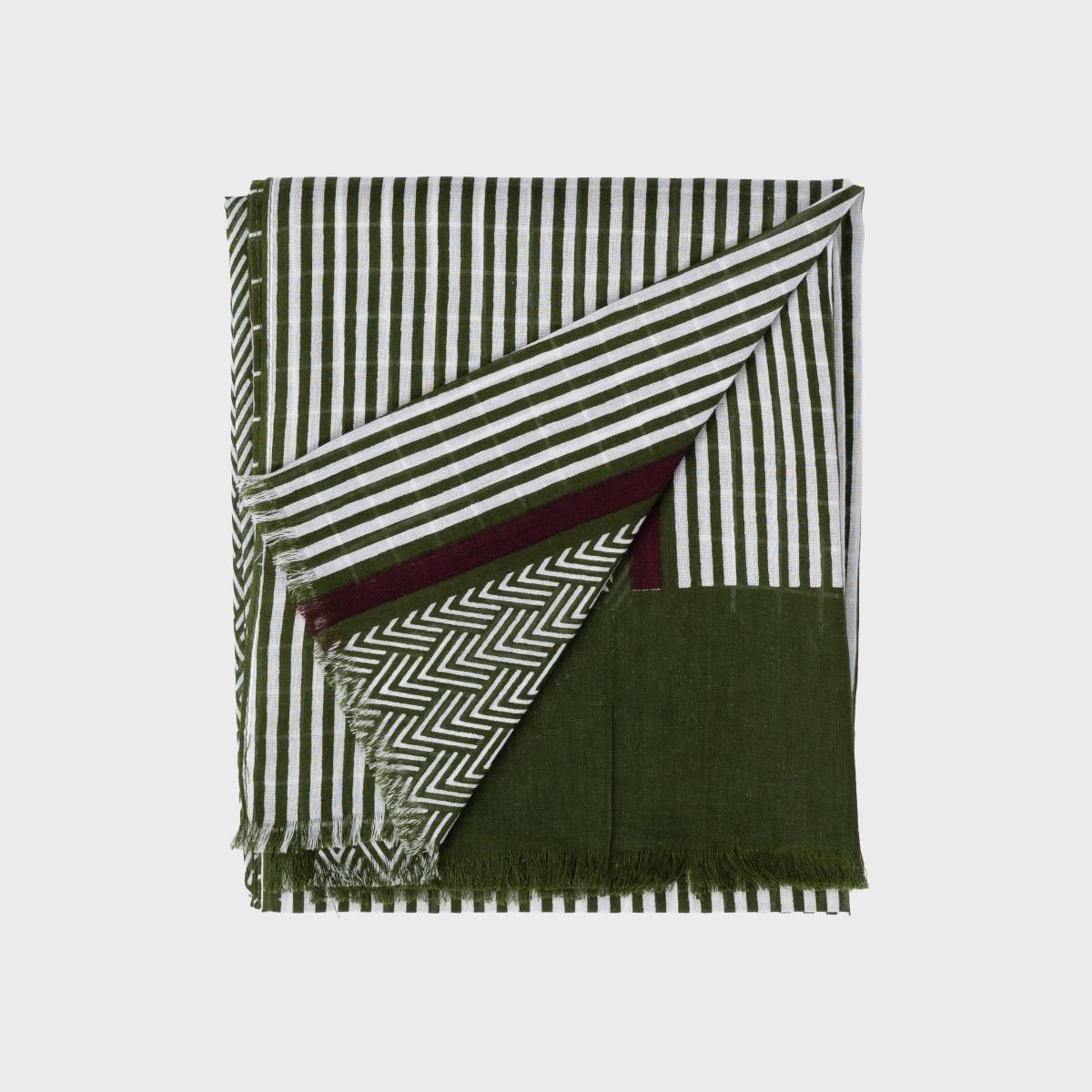 Foulard en coton bio - Vert et blanc