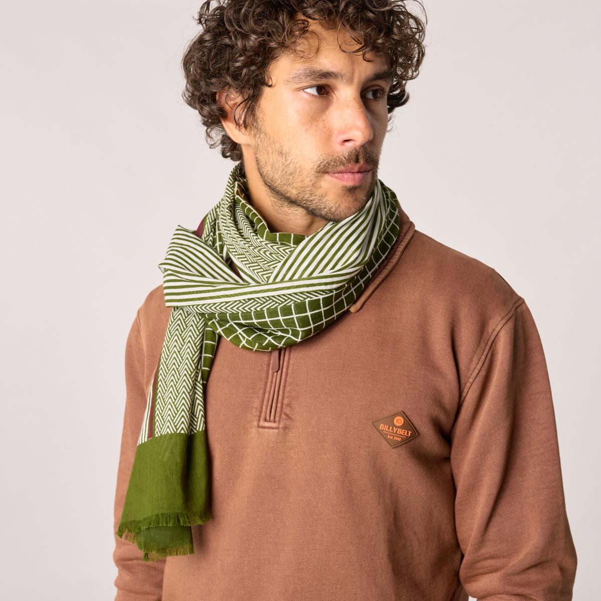 Foulard en coton bio - Vert et blanc