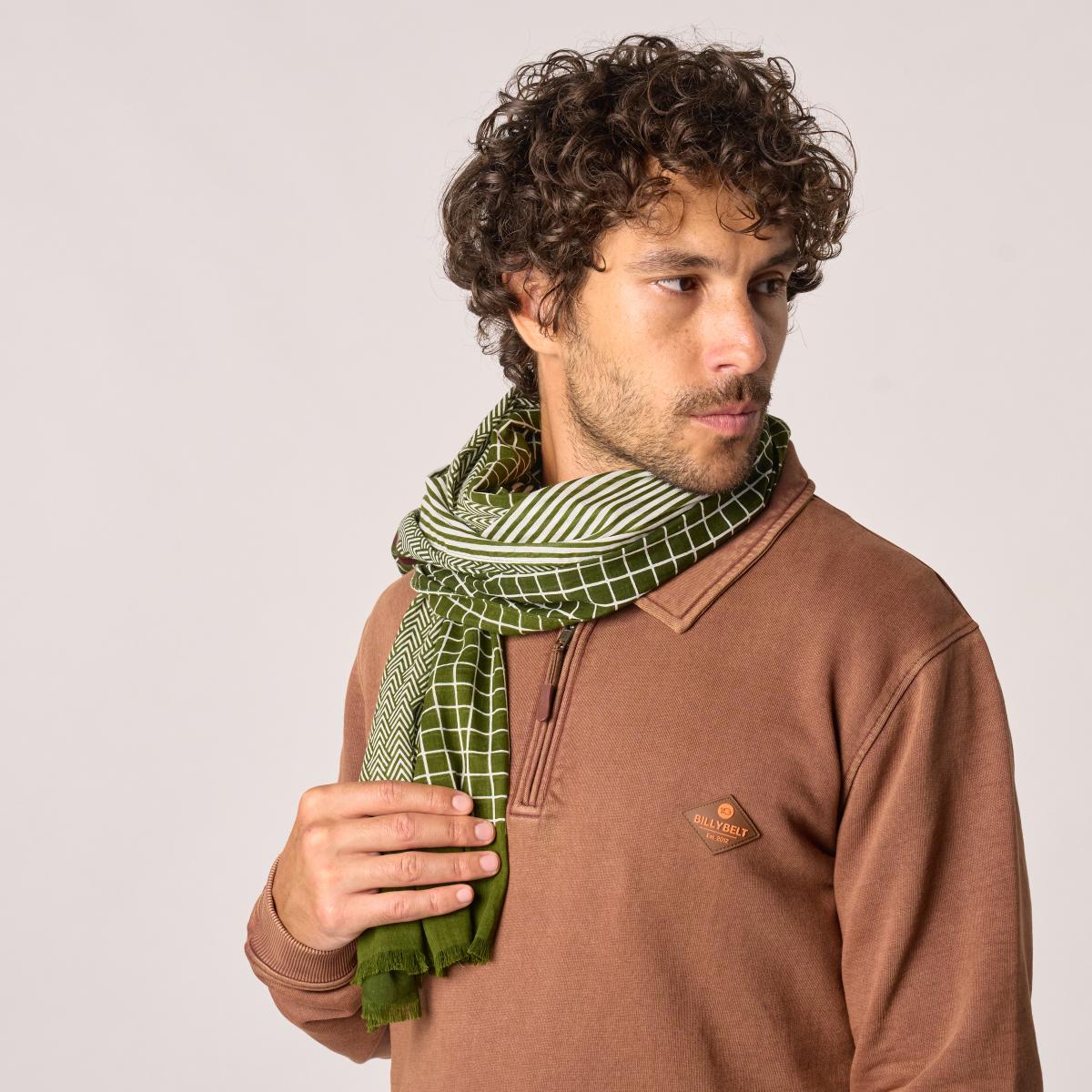 Foulard en coton bio - Vert et blanc