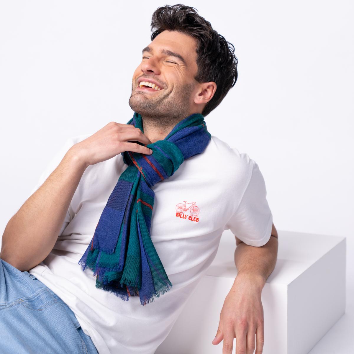 Foulard en laine - Bleu et vert
