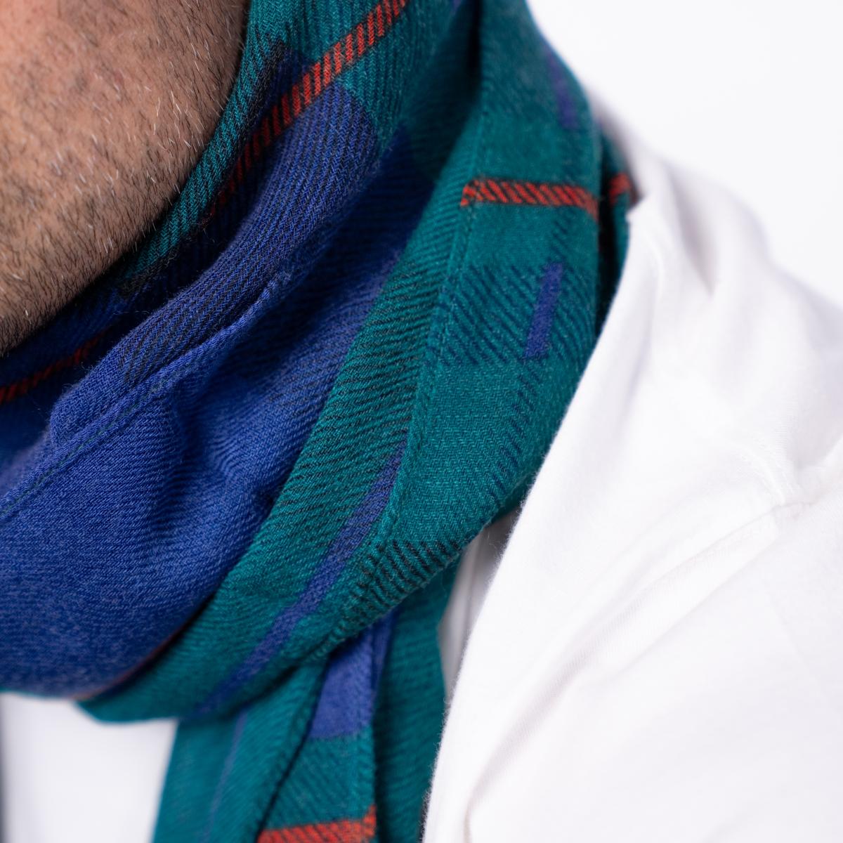Foulard en laine - Bleu et vert