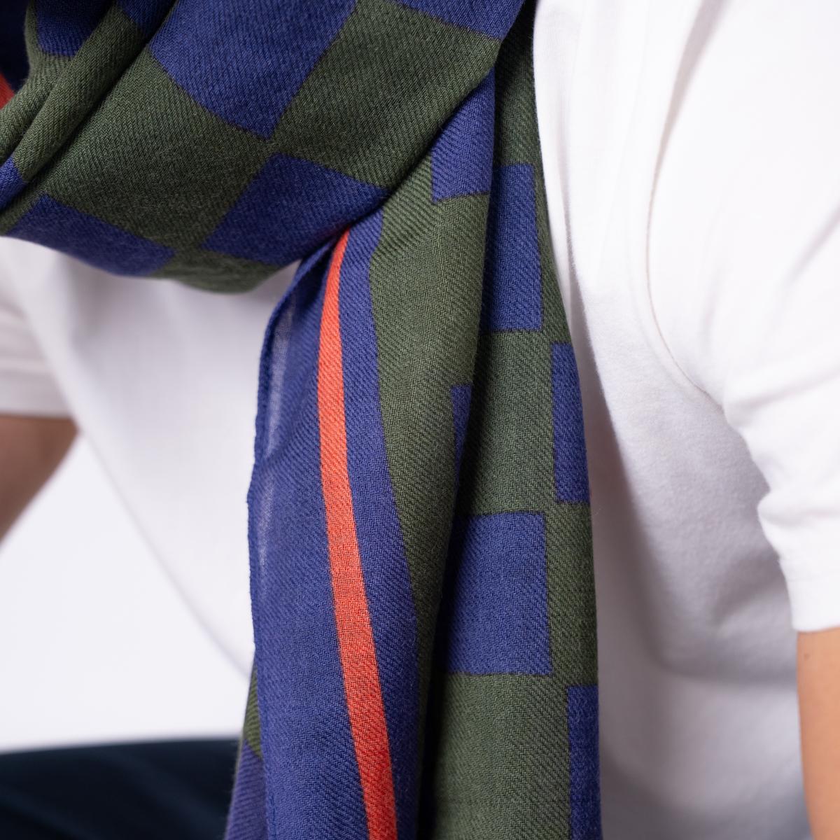Foulard en laine - Vert et bleu