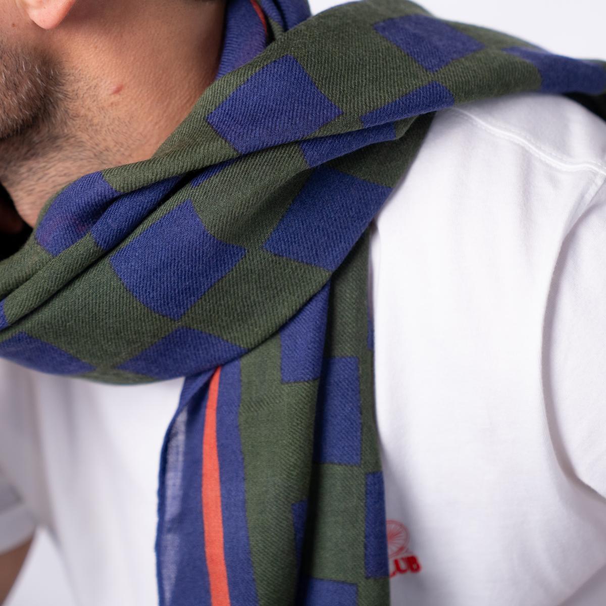 Foulard en laine - Vert et bleu