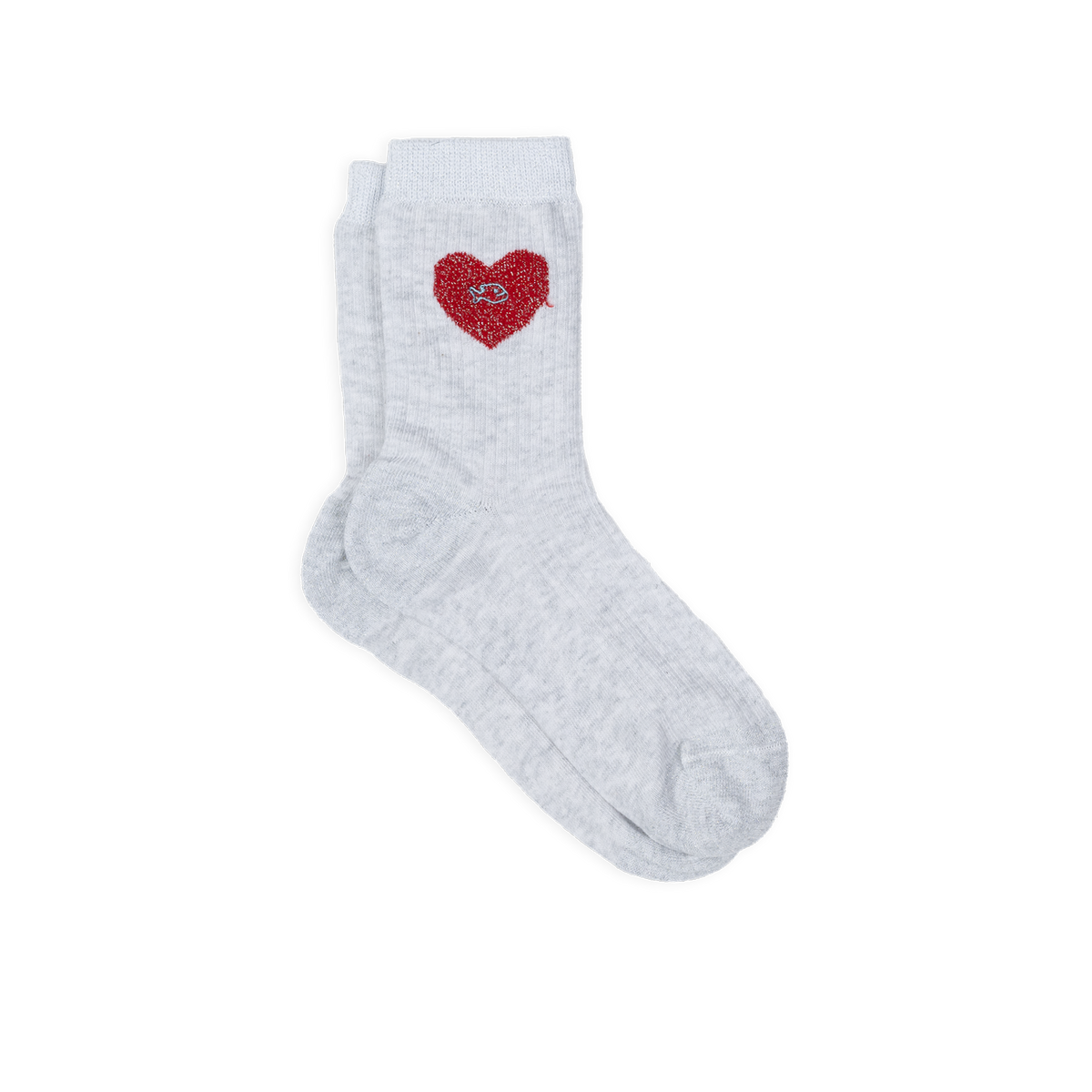 Chaussettes coeur en coton peigné - Blanc chiné