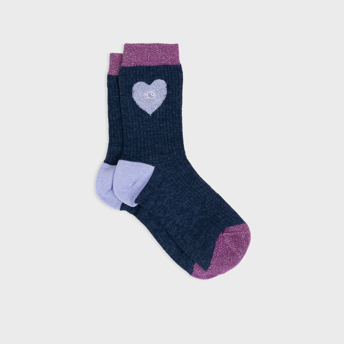 Chaussettes coeur en coton peigné - Marine - Bleu