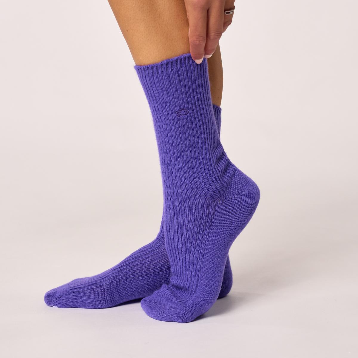 Chausettes en laine unies - Violet