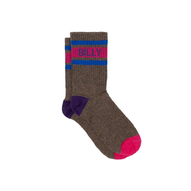 Chaussettes rétro en coton Tennis - Marron et rose