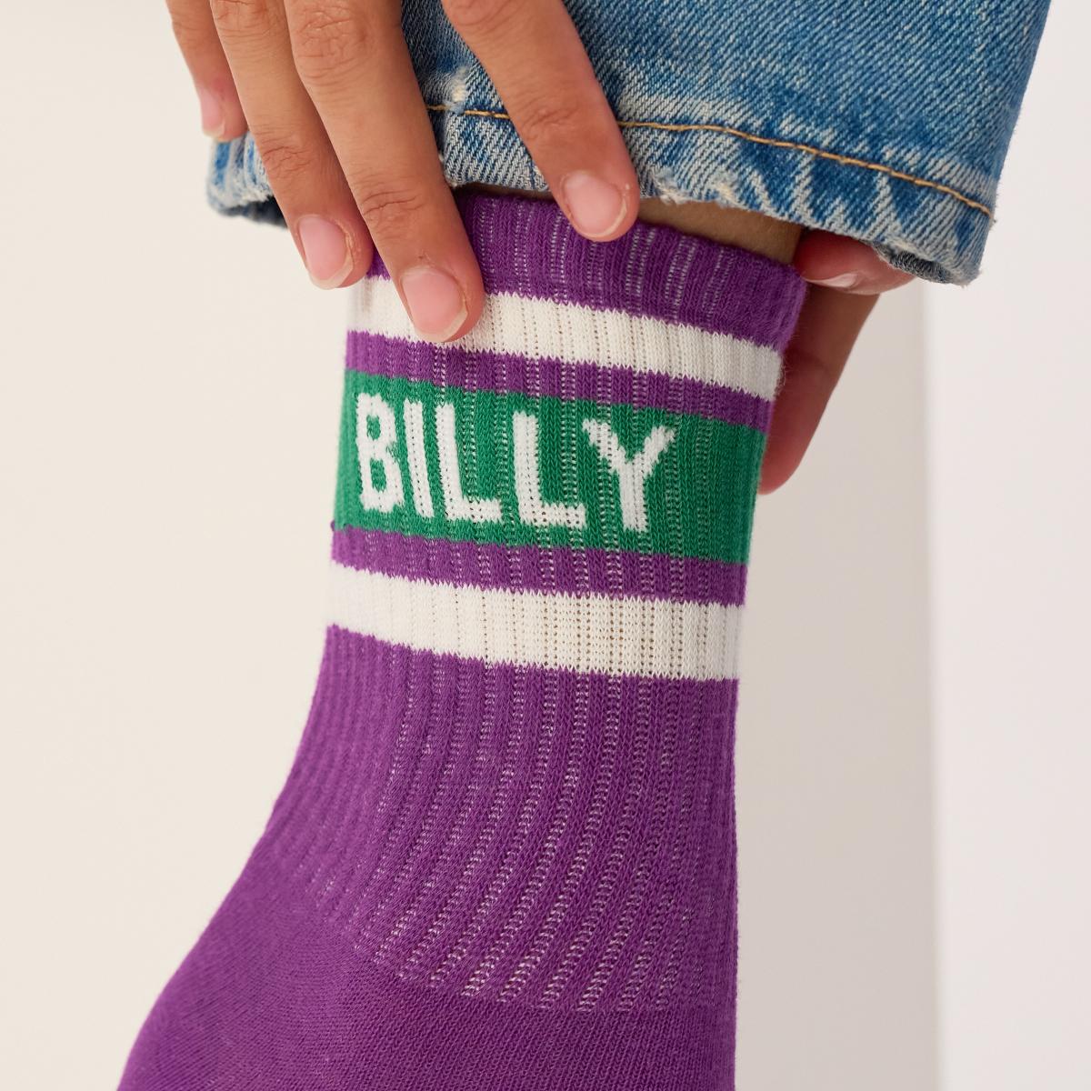 Chaussettes rétro en coton Tennis - Violet et vert