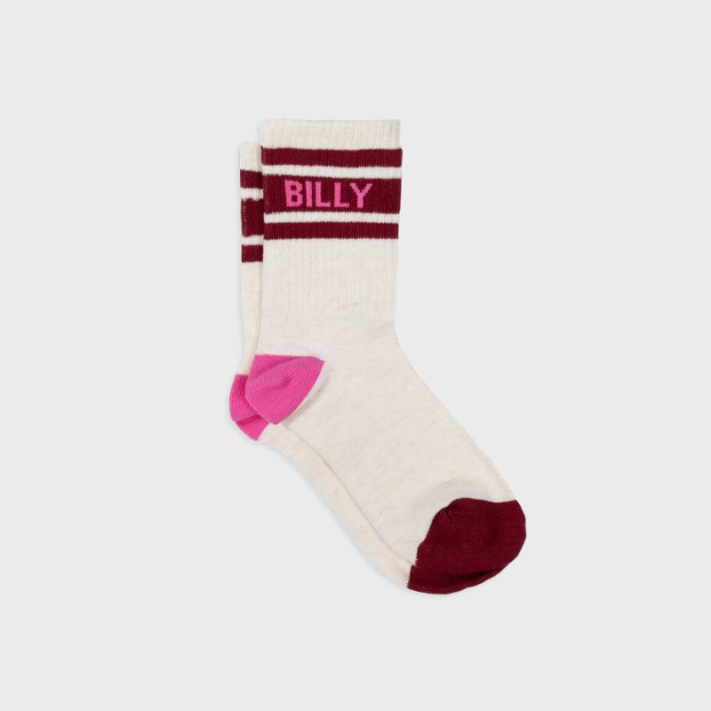 Chaussettes rétro en coton Tennis - Ecru et bordeaux - Beige