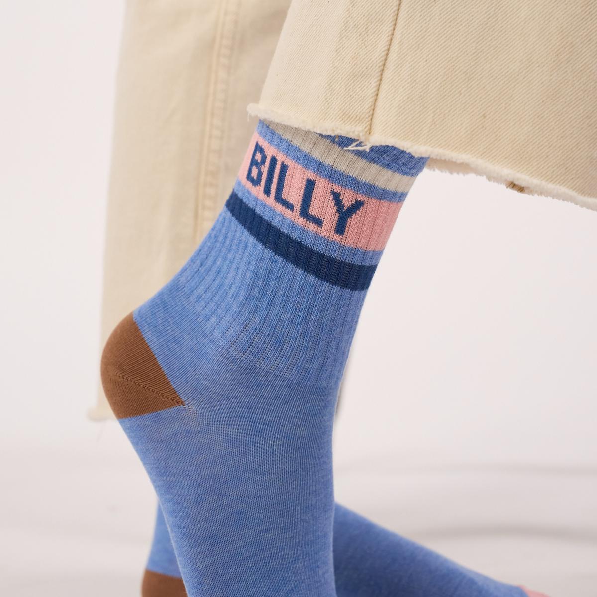 Chaussettes rétro en coton Tennis - Bleu et rose