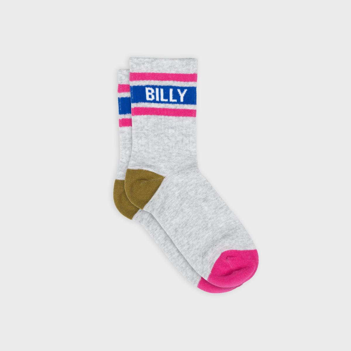 Chaussettes rétro en coton Tennis - Gris clair chiné et bleu
