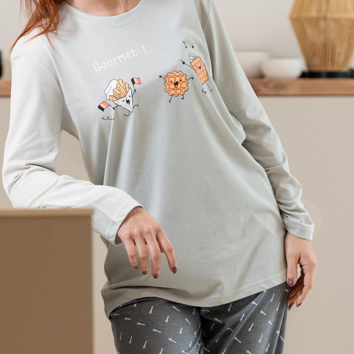 Femme - Long Pyjama - Gris Clair